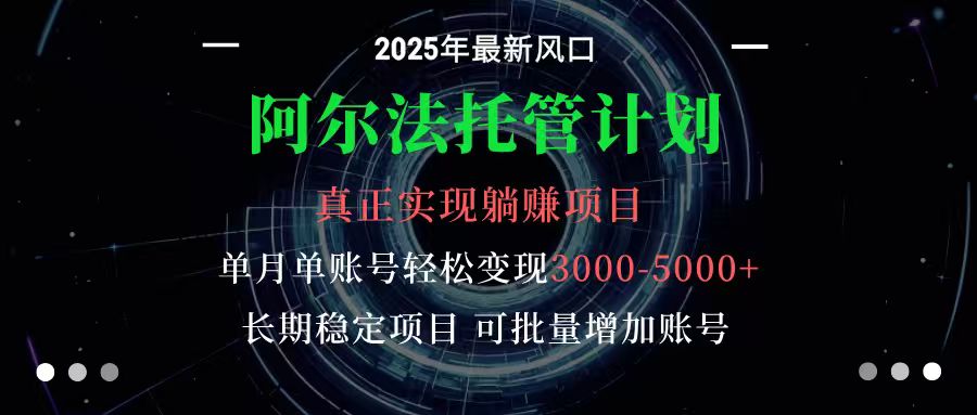 阿尔法托管计划 单账号月入3000-5000，长期稳定项目，新手小白轻松上手-聊项目