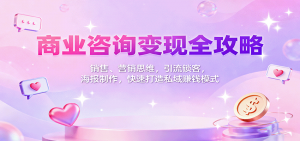 商业咨询变现全攻略：销售、营销思维，引流锁客，海报制作，快速打造私域赚钱模式-聊项目