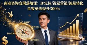 商业咨询变现落地课：IP定位/视觉营销/流量转化，单客单价提升300%-聊项目