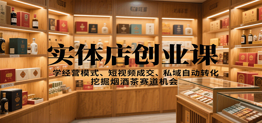 实体店创业课：学经营模式、短视频成交、私域自动转化，挖掘烟酒茶赛道机会-聊项目