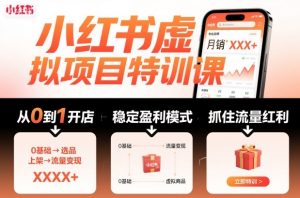 小红书虚拟项目特训课，帮你从0到1打造稳定盈利的店铺，抓住流量红利(更新9月)-聊项目