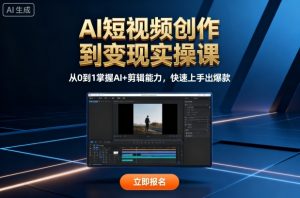 AI短视频创作到变现实操课,从0到1掌握AI+剪辑能力,快速上手出爆款(更新10月)-聊项目