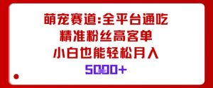 萌宠赛道，全平台通吃，精准粉丝高客单，小白也能轻松月入5k-聊项目