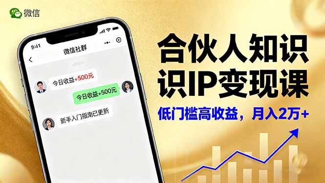 合伙人知识IP变现课，微信生态,内容创作与爆款打造,全网引流，新手月入2w+-聊项目