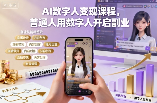 AI数字人变现课程，普通人用数字人开启副业-聊项目