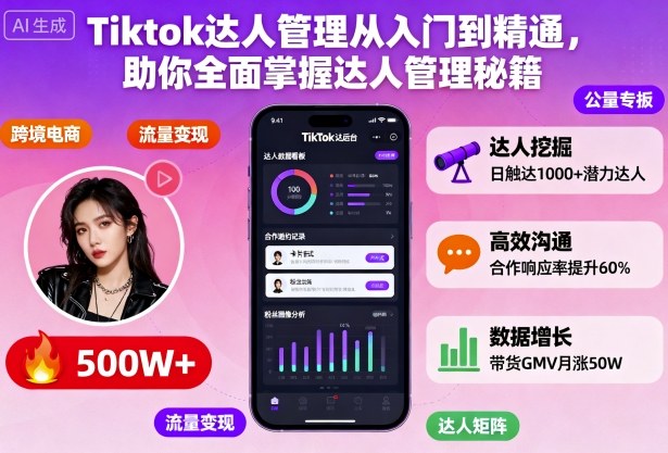 Tiktok达人管理从入门到精通，助你全面掌握达人管理秘籍-聊项目