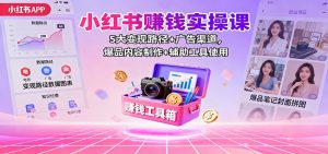 小红书赚钱实操课:5大变现路径+广告渠道,爆品内容制作+辅助工具使用-聊项目