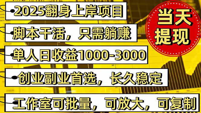 2025翻身上岸项目脚本干活，内部客户经理内部开号，单人日收益1000-300…-聊项目