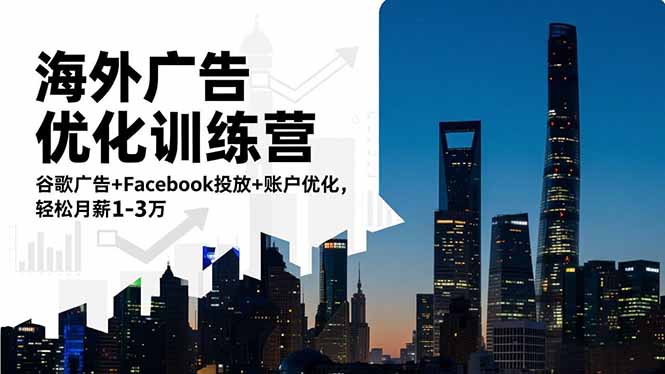 海外广告优化训练营：谷歌广告+Facebook投放+账户优化，轻松月薪1-3万-聊项目