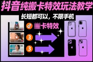 某社群抖音纯搬卡特效玩法教学，长短都可以，不限手机-聊项目