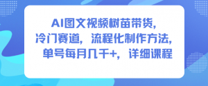 AI图文视频树苗带货，冷门赛道，流程化制作方法，单号每月几K，详细课程-聊项目