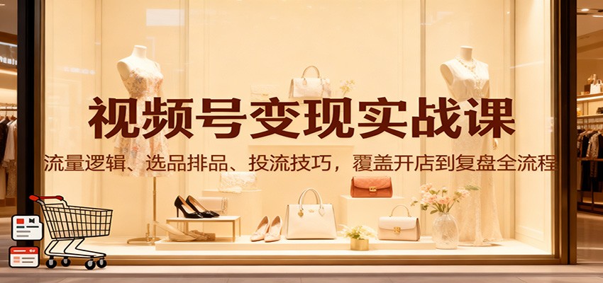 视频号变现实战课：流量逻辑、选品排品、投流技巧，覆盖开店到复盘全流程-聊项目
