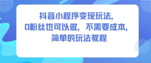 抖音小程序变现玩法,0粉丝也可以做,不需要成本,简单的玩法教程-聊项目