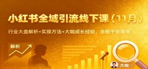 小红书全域引流线下课(11月)：行业大盘解析+实操方法+大咖成长经验，全程干货落地-聊项目