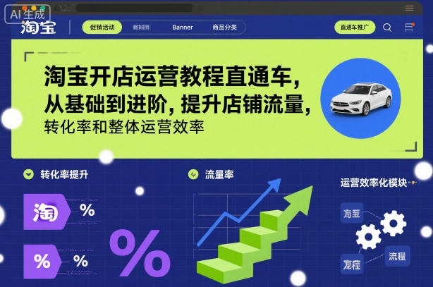 淘宝开店运营教程直通车，从基础到进阶，提升店铺流量，转化率和整体运营效率(更新11月)-聊项目