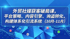 外贸 社媒获客破局课，平台策略、内容引擎、询盘转化，构建体系化引流系统(10月-11月-聊项目
