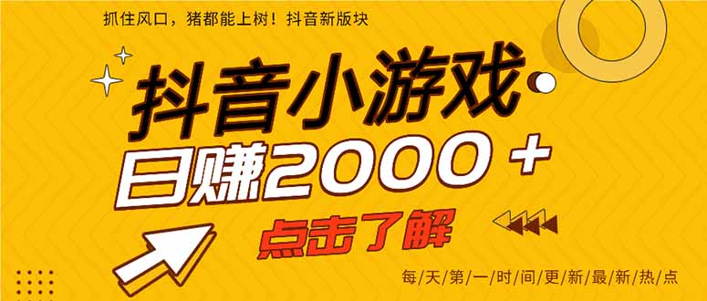 2025年爆火的抖音小游戏项目，一部手机日入2000+-聊项目