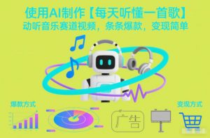 使用AI制作【每天听懂一首歌】动听音乐赛道视频，条条爆款，变现简单-聊项目