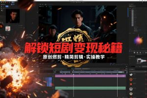 短剧拉新之原创燃剪精简剪辑实操课，解锁短剧变现秘籍-聊项目