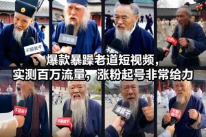 爆款暴躁老道短视频，实测百万流量，涨粉起号非常给力-聊项目