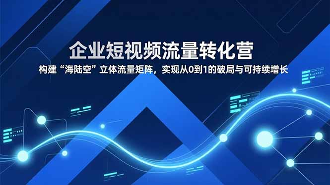 企业短视频流量转化营，构建“海陆空”立体流量矩阵，实现从0到1的破局与可持续增长-聊项目