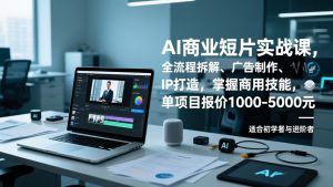 AI商业短片实战课，全流程拆解、广告制作、IP打造，掌握商用技能，单项目报价1000-5000元-聊项目