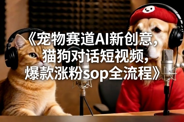 宠物赛道AI新创意，猫狗对话短视频，爆款涨粉sop全流程-聊项目