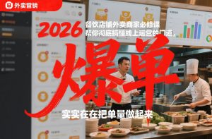 2026餐饮店铺外卖商家必修课，帮你彻底搞懂线上运营的门道，实实在在把单量做起来-聊项目