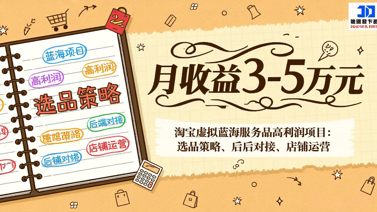淘宝虚拟蓝海服务品高利润项目：选品策略、后端对接、店铺运营，月收益可达3-5万元-聊项目