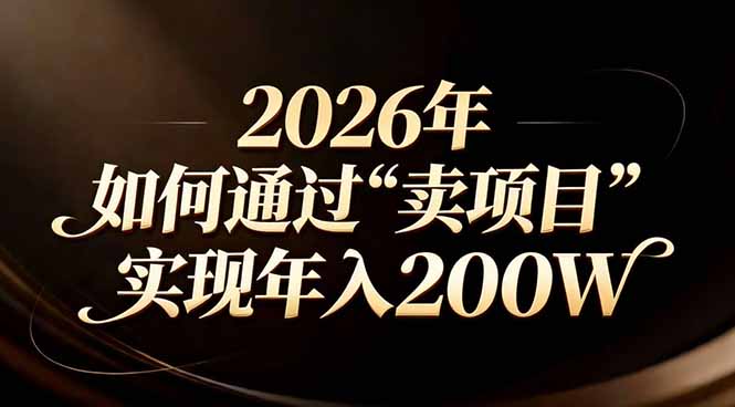 站在2026年的十字路口：一个普通人如何通过卖项目实现年入200万-聊项目