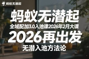 蚂蚁无潜不起全域配抖加3.0入池课2026年2月大课，2026再出发，无潜入池方法论-聊项目