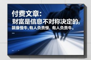 付费文章：财富是信息不对称决定的，就像慢牛，有人负责慢，有人负责牛-聊项目