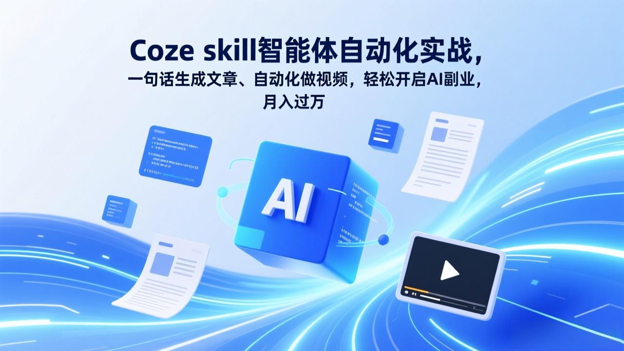 Coze skill智能体自动化实战，一句话生成文章、自动化做视频，轻松开启AI副业，月入过万-聊项目
