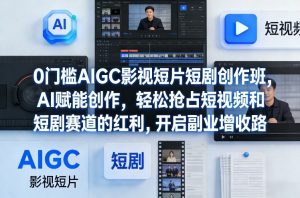 0门槛AIGC影视短片短剧创作班，AI赋能创作，轻松抢占短视频和短剧赛道的红利，开启副业增收路-聊项目