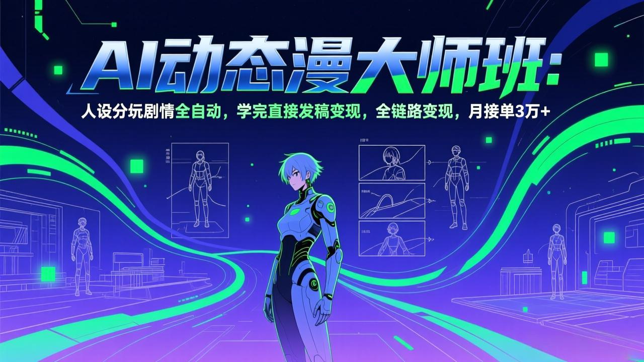 AI动态漫剧大师班：人设分镜剧情全自动，学完直接发稿变现，全链路变现，月接单3万+-聊项目