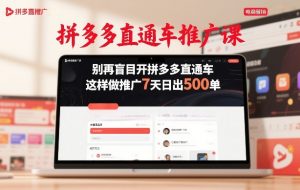拼多多直通车推广课，别再盲目开拼多多直通车，这样做推广7天日出500单-聊项目