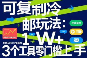 可复制冷邮件玩法：月投50刀賺1W+，新增6000+销售额，3个工具零门槛上手-聊项目