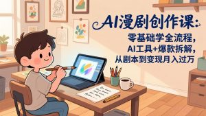 AI漫剧创作课:零基础学全流程,AI工具+爆款拆解,从剧本到变现月入过万-聊项目