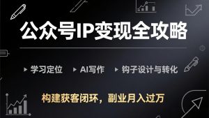 公众号IP变现全攻略-更新,学习定位、AI写作、钩子设计与转化,构建获客闭环,副业月入过万-聊项目