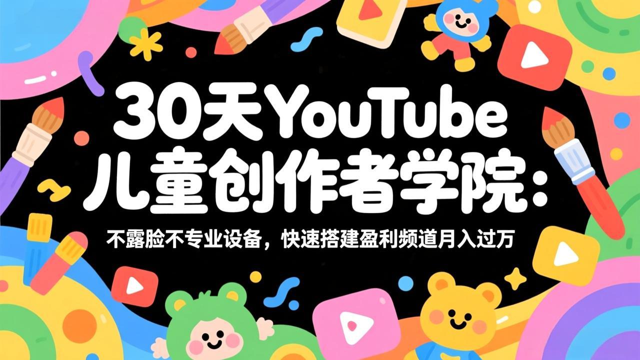 30天YouTube儿童创作者学院：不露脸不专业设备，快速搭建盈利频道月入过万-聊项目