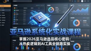 亚马逊系统化实战课-更新3月：2026最新选品方法论，从热卖原因分析到AI作图，提升选品成功率-聊项目