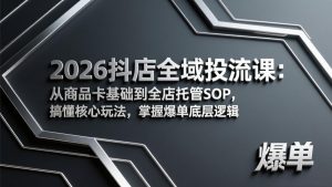 2026抖店全域投流课：从商品卡基础到全店托管SOP，搞懂核心玩法，掌握爆单底层逻辑-聊项目