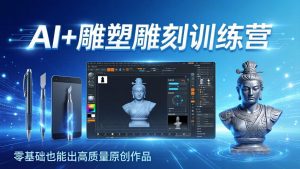 AI+雕塑雕刻训练营：从AI创作、大模型训练到3D雕刻 + 渲染，零基础也能出高质量原创作品-聊项目