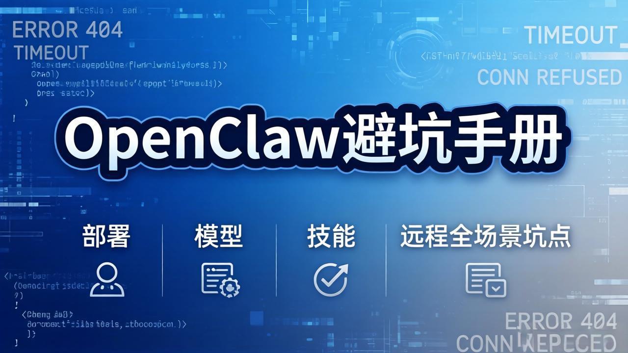 OpenClaw避坑手册：部署+模型+技能+远程全场景坑点，一次性给你说全，少走弯路-聊项目