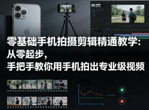 零基础手机拍摄剪辑精通教学：从零起步，手把手教你用手机拍出专业级视频-聊项目