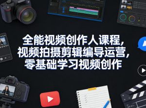 全能视频创作人课程,视频拍摄剪辑编导运营,零基础学习视频创作(更新2026年3月)-聊项目