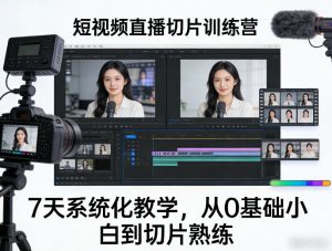 短视频直播切片训练营，7天系统化教学，从0基础小白到切片熟练-聊项目