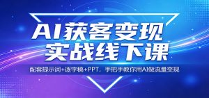 AI获客变现实战线下课：配套提示词+逐字稿+PPT，手把手教你用AI做流量变现-聊项目