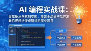 AI编程实战课-第三期：零基础从创意到变现，覆盖全品类产品开发，把想法变成赚钱的商业项目-聊项目