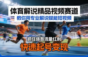 体育解说精品视频赛道,教你用专业解说赋能短视频,抓住体育流量红利,快速起号变现-聊项目